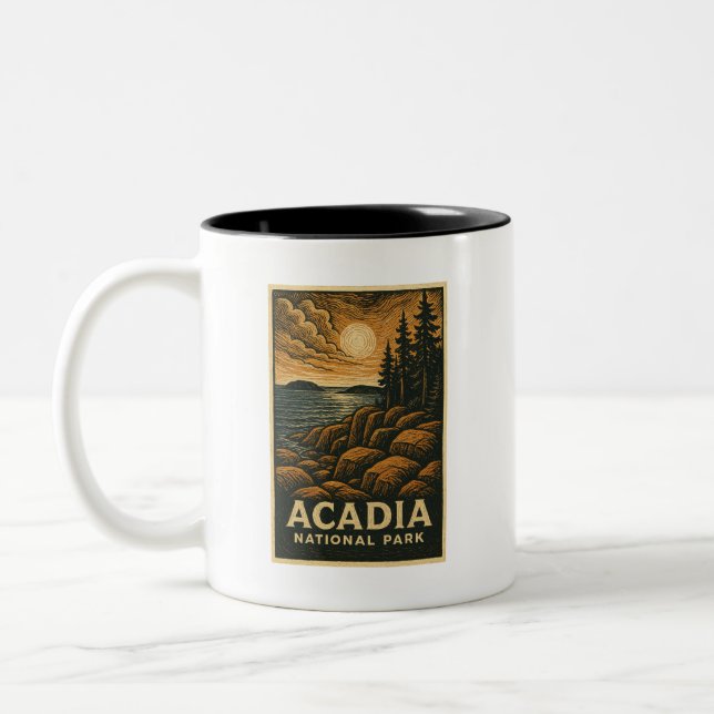 Caneca De Café Em Dois Tons Acadia National Park Cerâmica Mug (Esquerda)