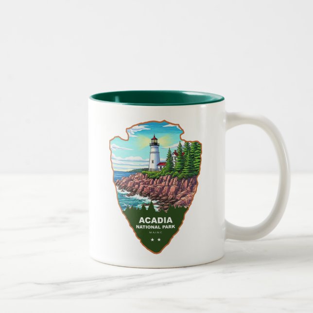 Caneca De Café Em Dois Tons Acadia National Park Maine Arrowhead (Direita)