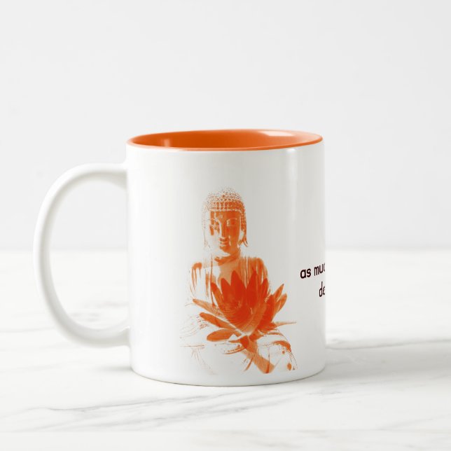 Caneca De Café Em Dois Tons açafrão Buddha Gautama com citações (Esquerda)