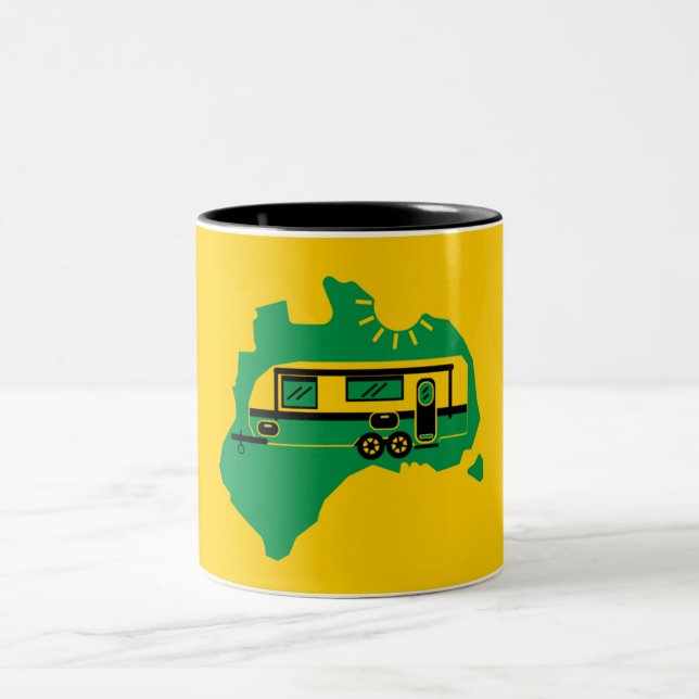 Caneca De Café Em Dois Tons Acampamento Caravan australiano (Centro)