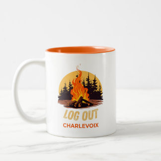 Caneca De Café Em Dois Tons Acampamento Charlevoix Michigan