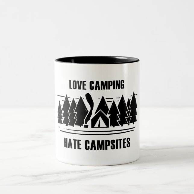 Caneca De Café Em Dois Tons Acampamento de amor, acampamento de ódio (Centro)