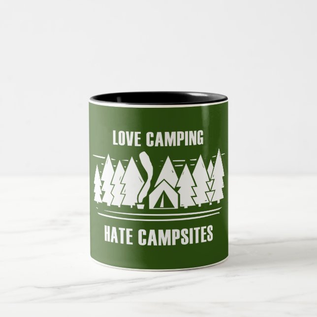 Caneca De Café Em Dois Tons Acampamento de amor, acampamento de ódio (Centro)