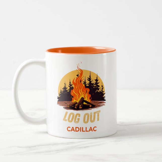 Caneca De Café Em Dois Tons Acampamento de Cadillac Michigan (Esquerda)