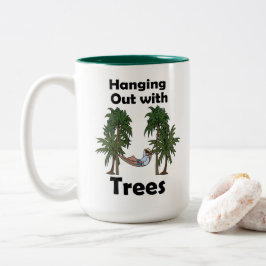Caneca De Café Em Dois Tons Acampamento de Rede Balançando com Árvores Acampam
