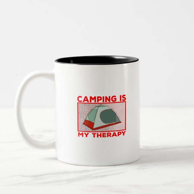 Caneca De Café Em Dois Tons Acampamento é minha terapia (Esquerda)