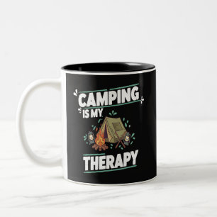 Caneca De Café Em Dois Tons Acampamento É Minha Terapia Para O Ar Livre