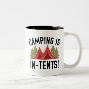 Caneca De Café Em Dois Tons Acampamento Está Em Tendas!
