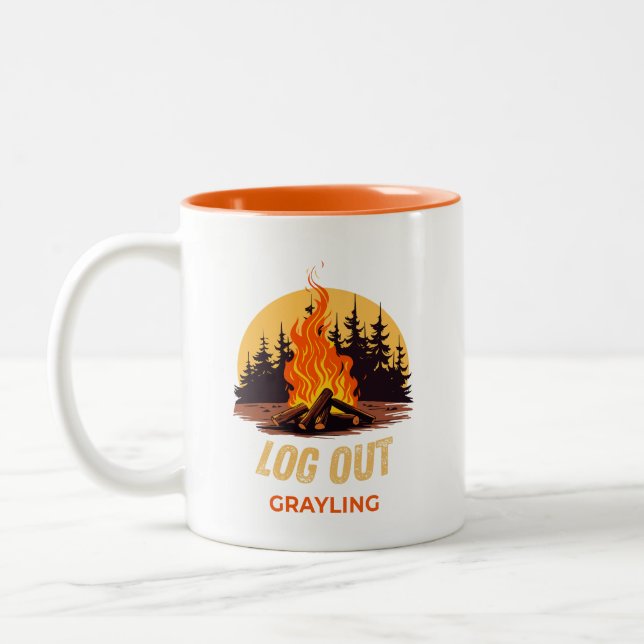 Caneca De Café Em Dois Tons Acampamento Grayling Michigan (Esquerda)
