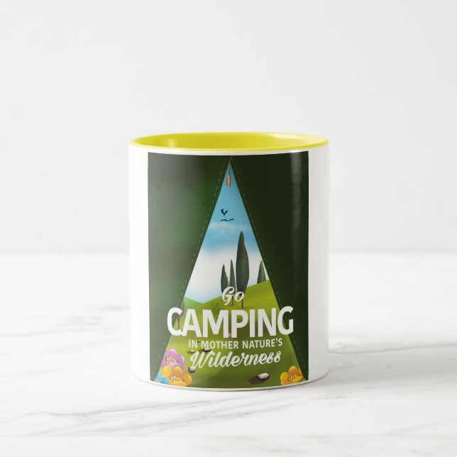 Caneca De Café Em Dois Tons Acampamento na natureza da mãe (Centro)