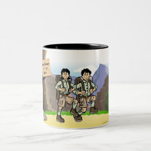 Caneca De Café Em Dois Tons Acampamento Personalizado, Caminho - Caricatura Fe