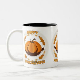 Caneca De Café Em Dois Tons ação de agradecimento feliz