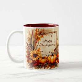 Caneca De Café Em Dois Tons Ação de Graças do Autumn Mix frame