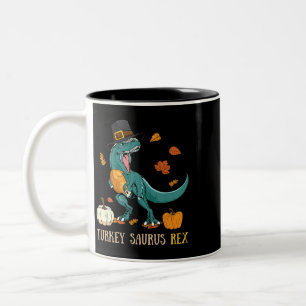 Caneca De Café Em Dois Tons Ação de Graças Engraçado do Dinossauro Turco Surus