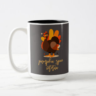Caneca De Café Em Dois Tons Ação de Graças Veterano de Especiarias de Abóbora