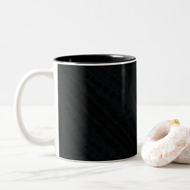 Caneca De Café Em Dois Tons Aceitação | Textura Eclética Escura (Com Donut)