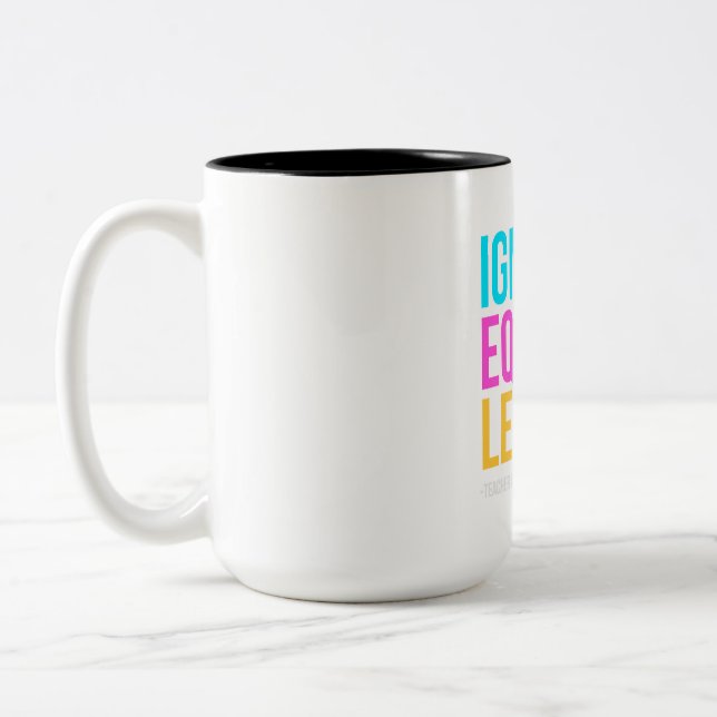 Caneca De Café Em Dois Tons acenda, equipe, lidere   (Esquerda)
