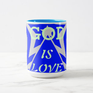 Caneca De Café Em Dois Tons Achempong Deus É Amor Estrela Azul e Cinza Tom Dup