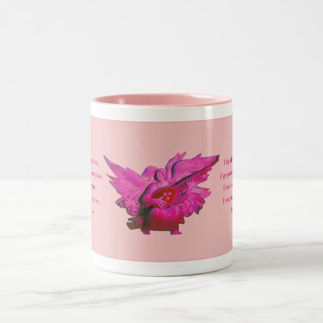Caneca De Café Em Dois Tons ACIM Gift Mug, Citação Espiritual, Tema Anjo Rosa (Centro)