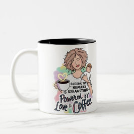 Caneca De Café Em Dois Tons Acionado por Amor e Café - Uma caneca Engraçada pa