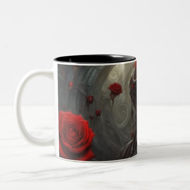 Caneca De Café Em Dois Tons Aço e rosas 016 (Esquerda)