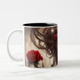 Caneca De Café Em Dois Tons Aço e rosas 024