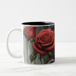 Caneca De Café Em Dois Tons Aço e rosas 025