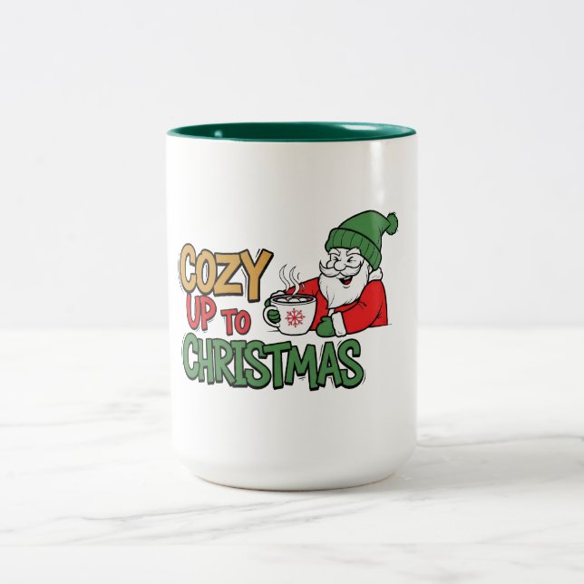 Caneca De Café Em Dois Tons Aconchegue-se ao Design de Natal (Centro)