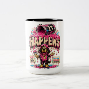 Caneca De Café Em Dois Tons Acontece Personalizado Humor de TI Engraçado