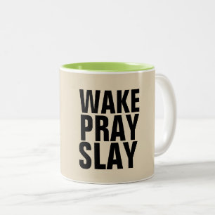 Caneca De Café Em Dois Tons ACORDAR PRAY SLAY Coffee