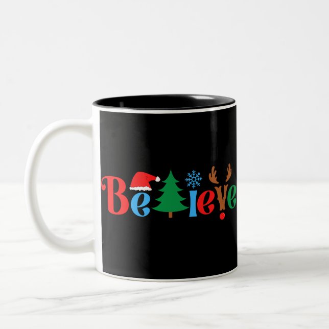 Caneca De Café Em Dois Tons Acredita de Natal (Esquerda)