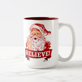 Caneca De Café Em Dois Tons Acredite em Papai Noel