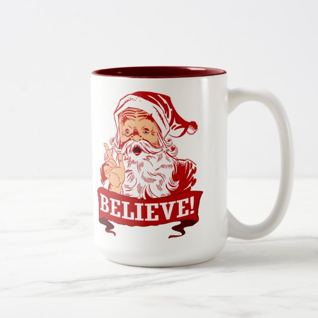 Caneca De Café Em Dois Tons Acredite em Papai Noel (Direita)