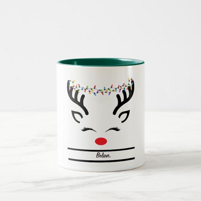Caneca De Café Em Dois Tons Acredite em renas de Natal (Centro)