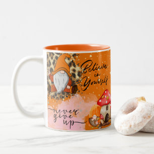 Caneca De Café Em Dois Tons Acredite em si mesmo, para Amantes de Gnome,