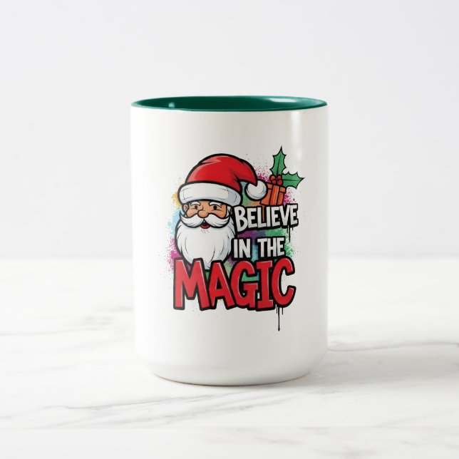 Caneca De Café Em Dois Tons Acredite na Magia do Natal (Centro)