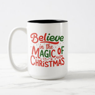Caneca De Café Em Dois Tons Acredite na Mágica do Natal - Mug de Duas Tonturas