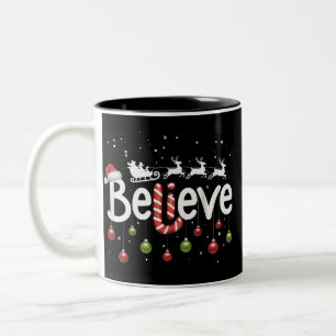 Caneca De Café Em Dois Tons Acredite no Natal Papai Noel Rena Cana de Açúcar