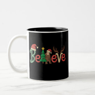 Caneca De Café Em Dois Tons Acredite Pé Grande Sasquatch Papai Noel Rena Natal