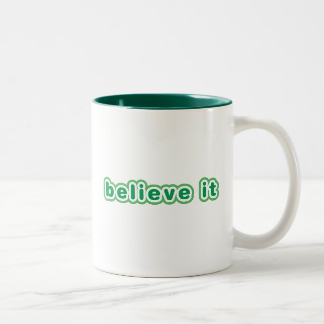Caneca De Café Em Dois Tons Acredite (Verde) (Direita)