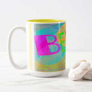 Caneca De Café Em Dois Tons Acreditem no Amor Arte Moderna Em Camadas 