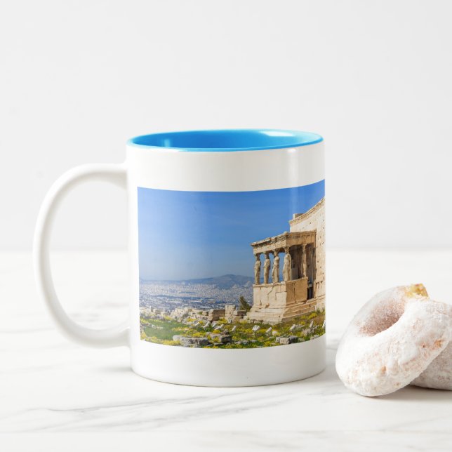 Caneca De Café Em Dois Tons Acropolis hill, Atenas, Grécia (Com Donut)