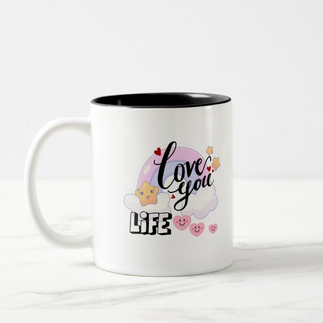 Caneca De Café Em Dois Tons Adesivo de amor à vida  (Esquerda)
