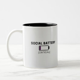 Caneca De Café Em Dois Tons Adesivo de Bateria Social Minimalista Baixa
