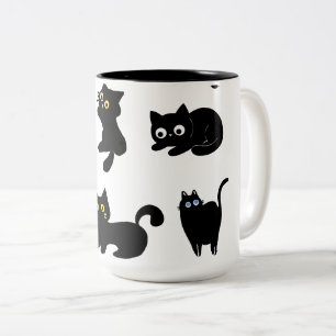 Caneca De Café Em Dois Tons Adesivo de Vinil de Gatos Pretos Gato Fofo