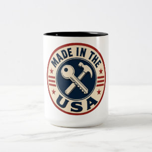 Caneca De Café Em Dois Tons Adesivo Patriótico "Feito nos EUA" Vintage