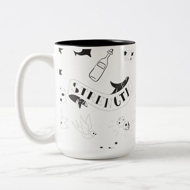 Caneca De Café Em Dois Tons Adesivos Tattoo Flash Hope (Esquerda)