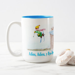 Caneca De Café Em Dois Tons Adeus, Adeus e Tchau