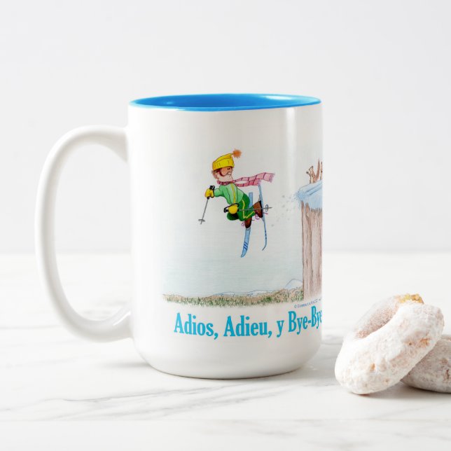 Caneca De Café Em Dois Tons Adeus, Adeus e Tchau (Com Donut)