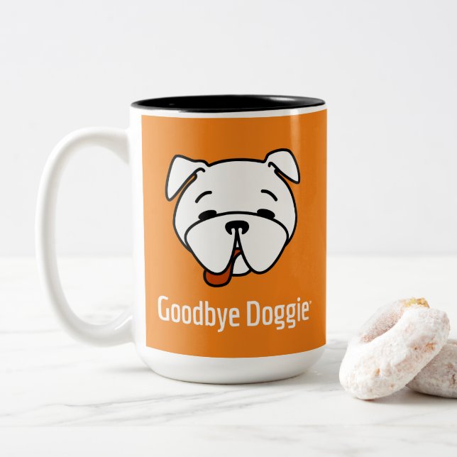 Caneca De Café Em Dois Tons Adeus, Doggie White Text (Com Donut)